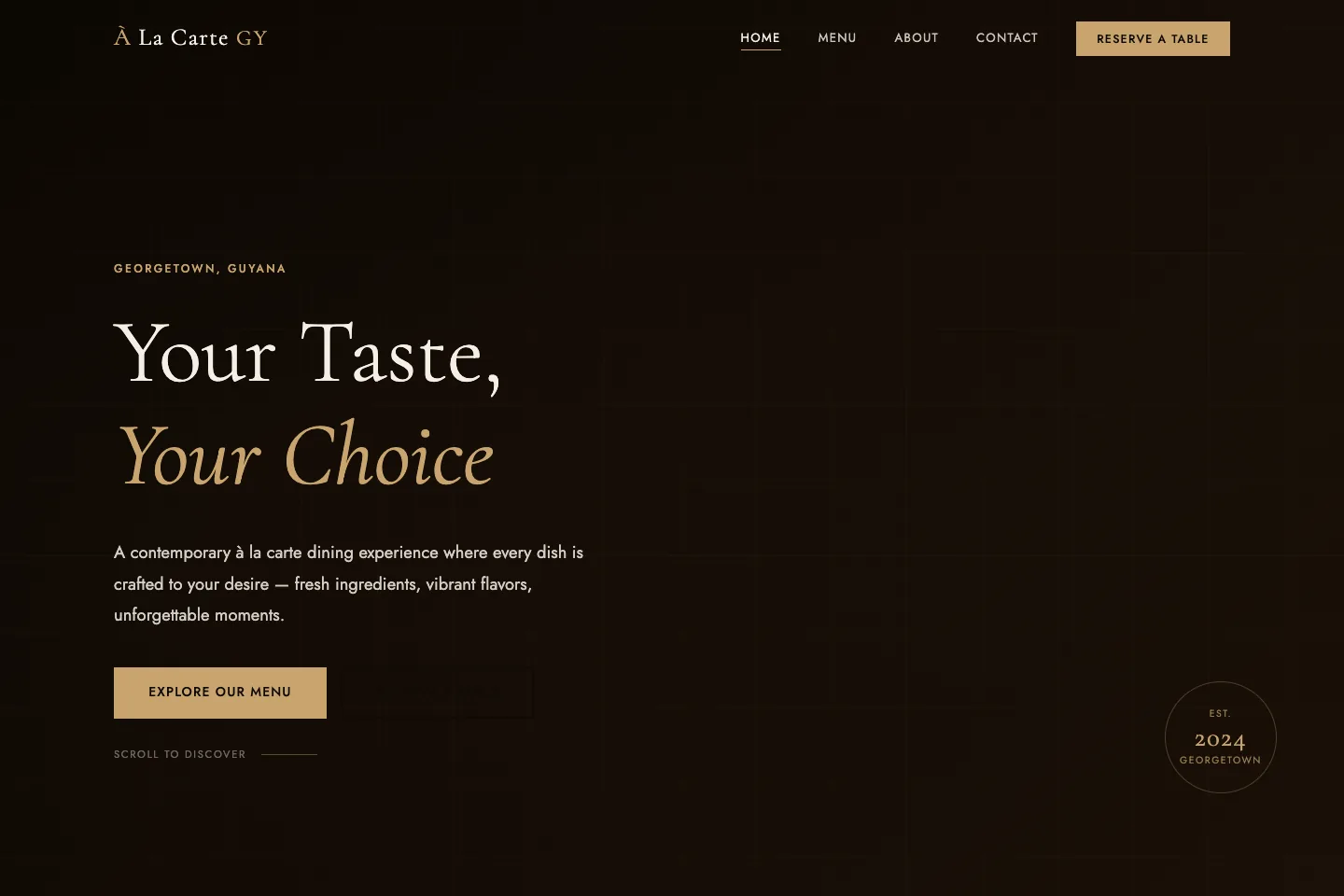 À La Carte GY — Restaurant Website — website preview screenshot